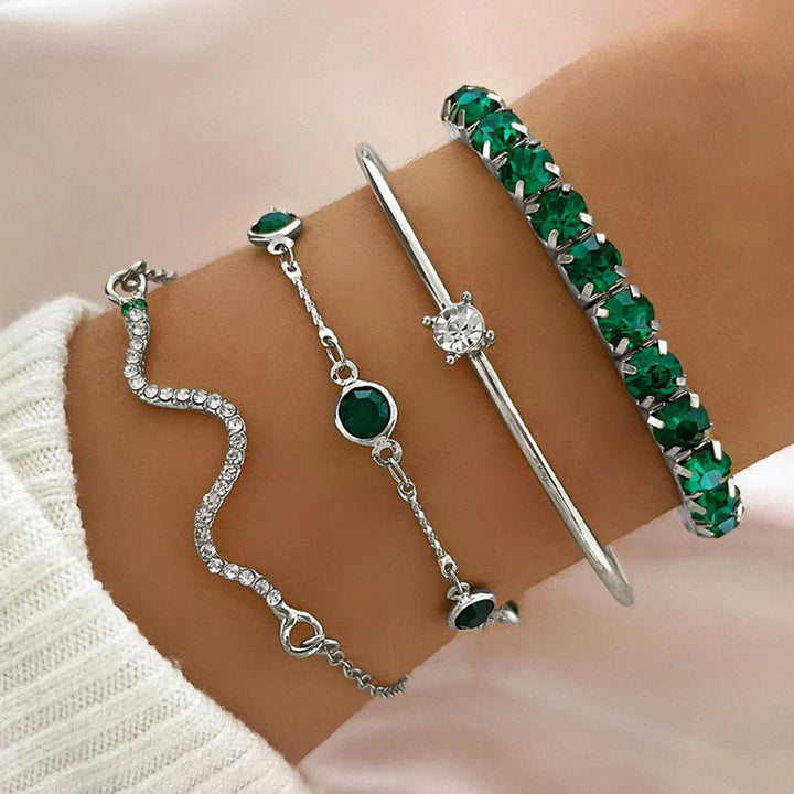 4PCS Snake Gemstone Bangle Set 🐍💎 - Perfect for Parties & Gifts 🎁