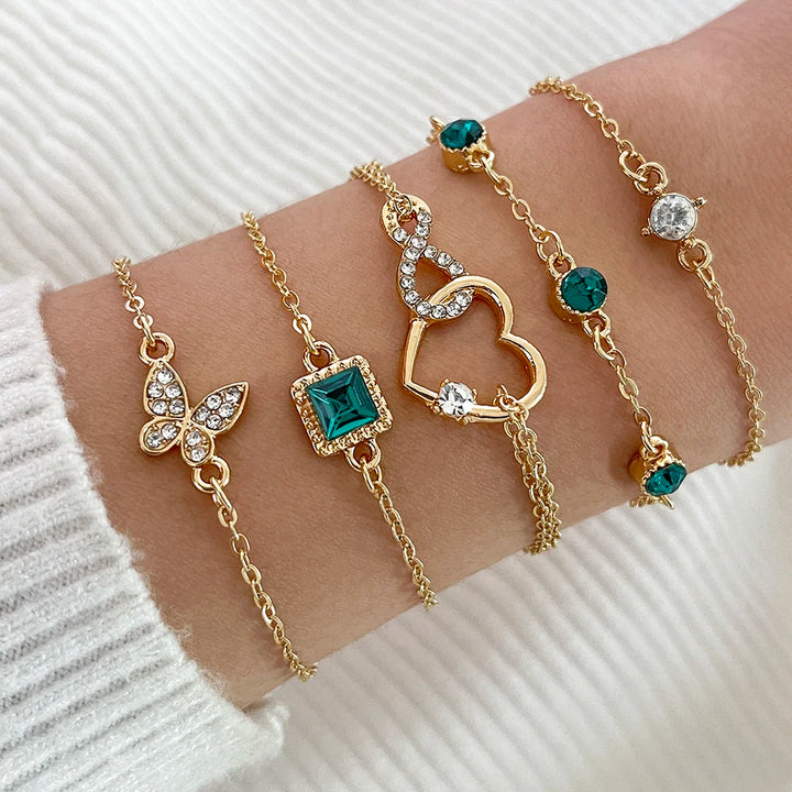 4PCS Snake Gemstone Bangle Set 🐍💎 - Perfect for Parties & Gifts 🎁