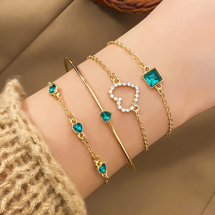 4PCS Snake Gemstone Bangle Set 🐍💎 - Perfect for Parties & Gifts 🎁